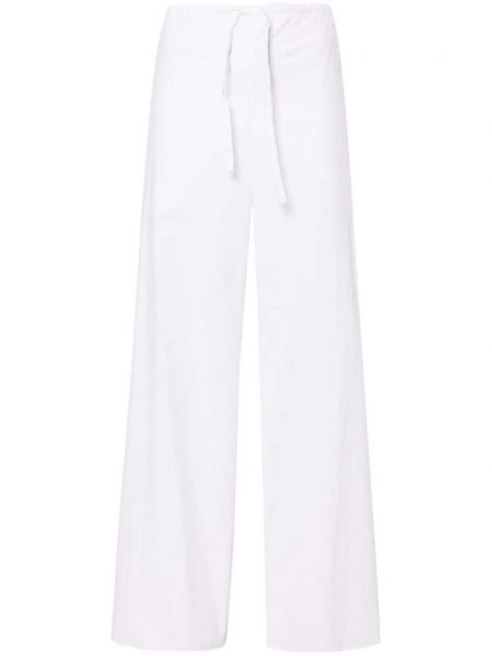 Βαμβακερό παντελόνι με ίσιο πόδι The Row λευκό