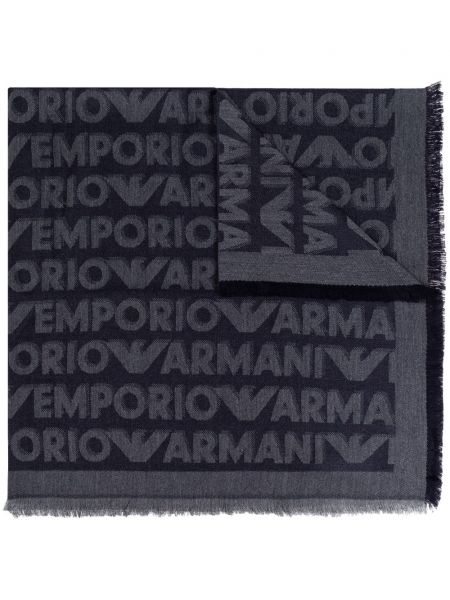 Jacquard tørklæde Emporio Armani blå