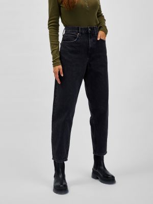 Džínsy s rovným strihom s vysokým pásom Gap čierna