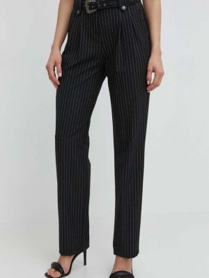 Czarne proste spodnie z wysoką talią Versace Jeans Couture