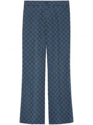 Pantalon large en jacquard Gucci bleu