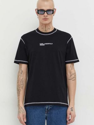 Тениска с дълъг ръкав с апликация Karl Lagerfeld Jeans черно