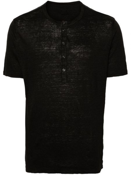 Leinen t-shirt mit geknöpfter 120% Lino schwarz