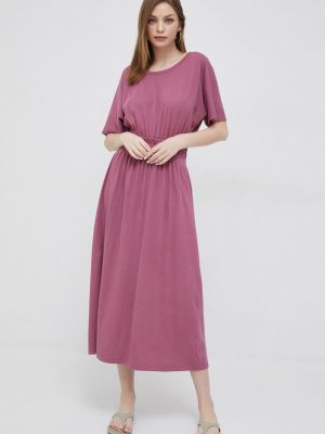 Pamučni midi haljina Deha ružičasta