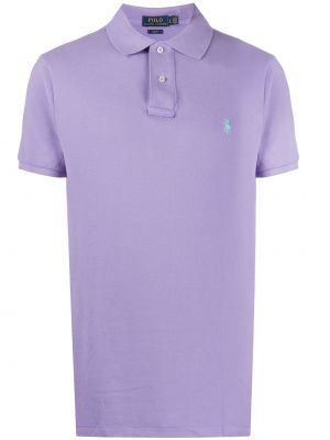 Polo majica z vezenjem Polo Ralph Lauren vijolična