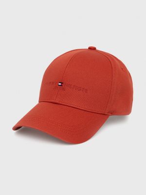 Красная однотонная хлопковая кепка Tommy Hilfiger