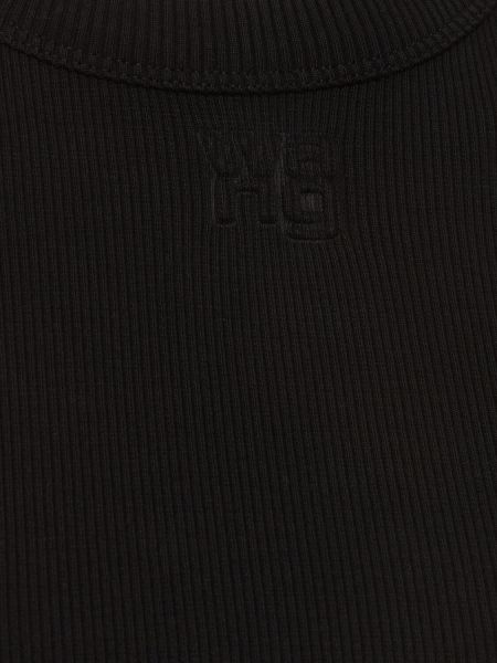 Βαμβακερή μπλούζα με κοντό μανίκι Alexander Wang μαύρο