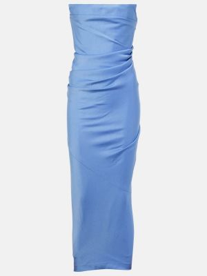 Sukienka midi drapowana z krepy Alex Perry niebieska