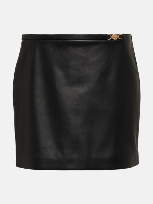 Czarna spódnica skórzana Versace