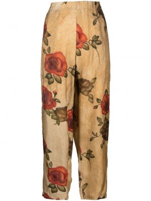 Pantalon slim à fleurs Uma Wang rouge