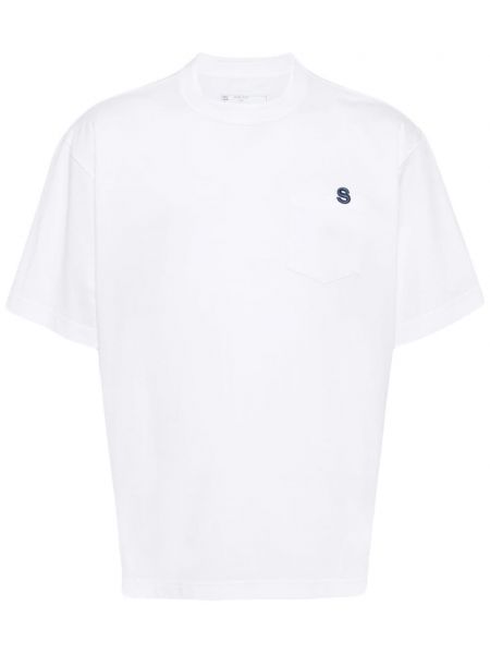 Kokvilnas t-krekls ar apaļu kakla izgriezumu Sacai balts