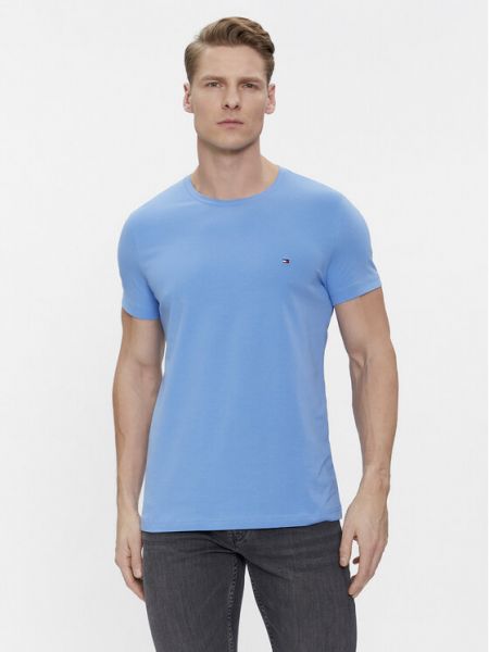 Тениска slim Tommy Hilfiger синьо