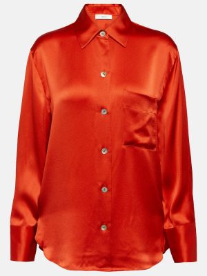 Bluză din satin de mătase Vince roșu