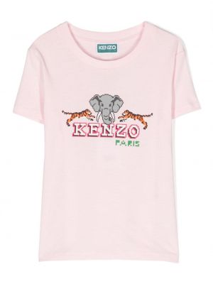 Jersey puuvilla t-paita tytöille Kenzo Kids pinkki