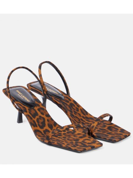 Leopar baskılı sandalet Saint Laurent kahverengi