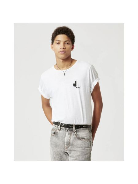 Camiseta de algodón de cuello redondo Isabel Marant blanco