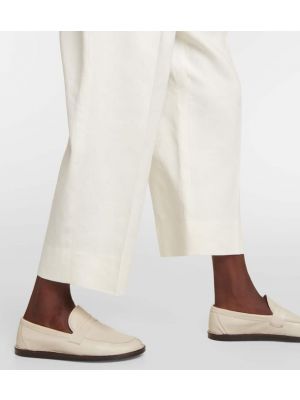 Λινό παντελόνι με ίσιο πόδι The Row λευκό