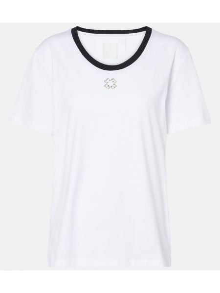 T-shirt i bomull i jersey med kristaller Givenchy vit