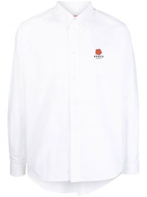 Bavlnená košeľa s výšivkou na gombíky Kenzo - biela