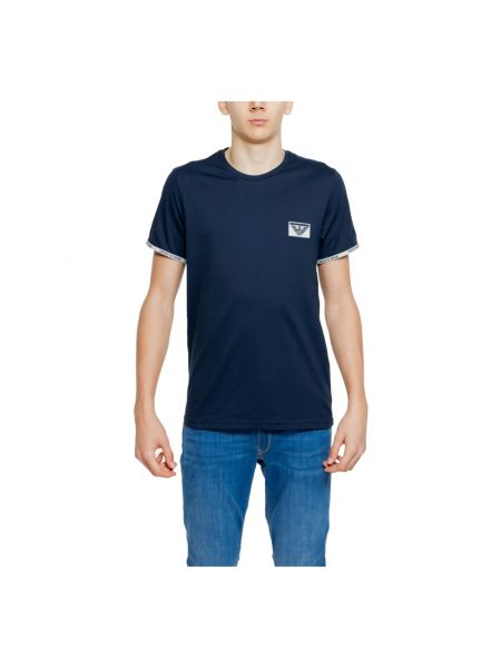 Koszulka bawełniana Emporio Armani niebieska