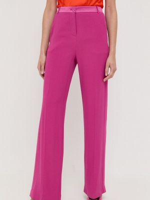 Jednobarevné kalhoty s vysokým pasem Patrizia Pepe růžové