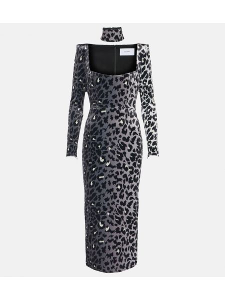 Leopard trykt fløyel dress Alex Perry