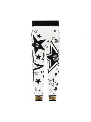 Pantalones de chándal de algodón con estampado de estrellas Dolce & Gabbana blanco