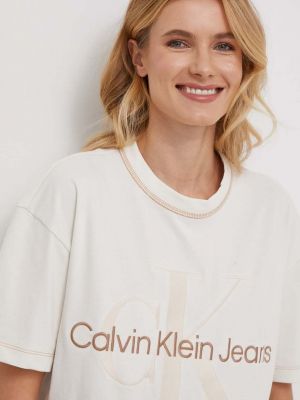 Тениска Calvin Klein Jeans бежово