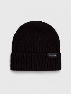 Dzianinowa czapka z kaszmiru Calvin Klein czarna