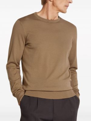 Sweter z okrągłym dekoltem Zegna brązowy