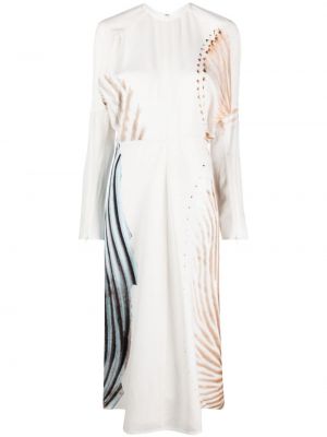 Макси рокля с принт с абстрактен десен Victoria Beckham бяло