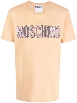 Памучна тениска Moschino кафяво