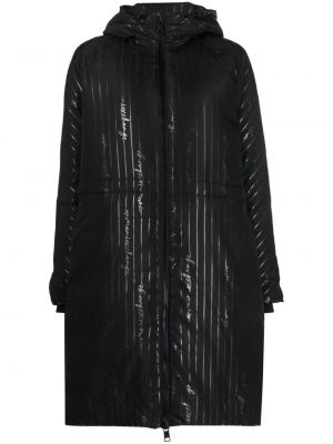 Kabát s kapucňou s potlačou Armani Exchange čierna