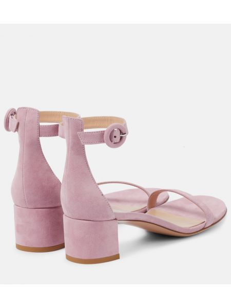 Sandale od brušene kože Gianvito Rossi ružičasta