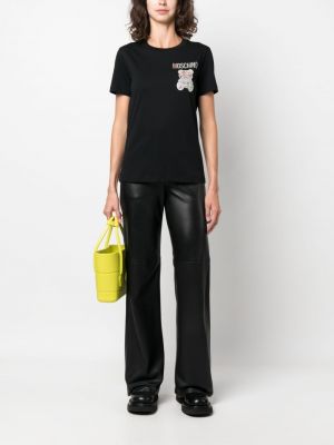 Tričko s potiskem s kulatým výstřihem Moschino černé