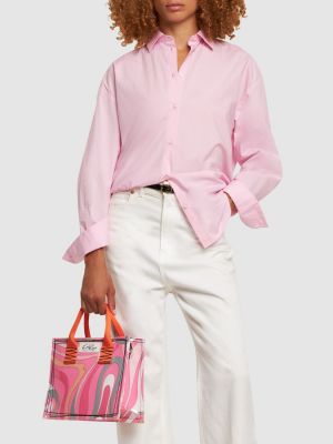 Borsa shopper con stampa Pucci rosa