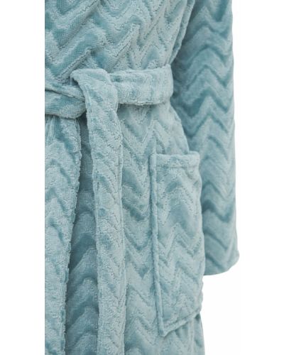 Albornoz de algodón con capucha Missoni Home Collection azul