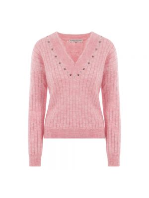 Sweter z ćwiekami Alessandra Rich różowy