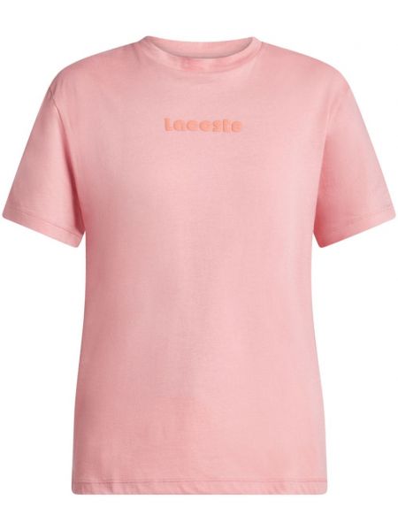 Pamučna majica s printom Lacoste ružičasta
