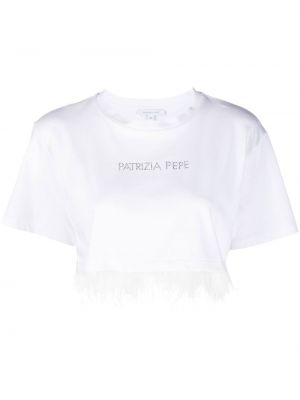 Тениска с пера Patrizia Pepe бяло