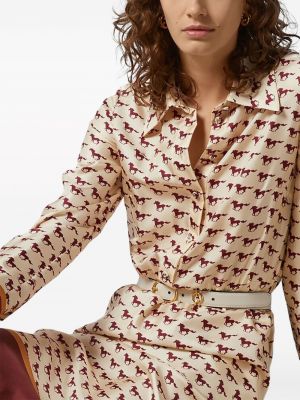 Robe chemise en soie à imprimé Gucci