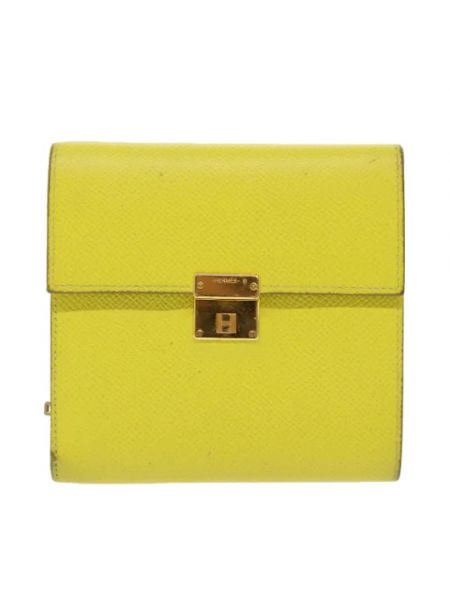 Portfel skórzany retro Hermès Vintage żółty