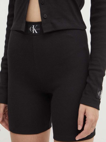Kratke traper hlače visoki struk Calvin Klein Jeans crna