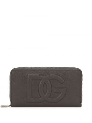 Kožená peňaženka na zips Dolce & Gabbana sivá