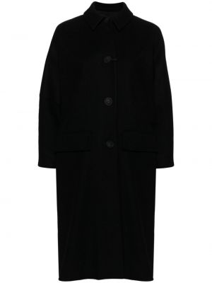 Μάλλινο παλτό με κουμπιά Hevo μαύρο
