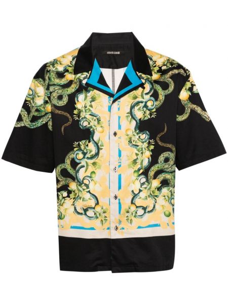 Košulja s printom sa zmijskim uzorkom Roberto Cavalli crna