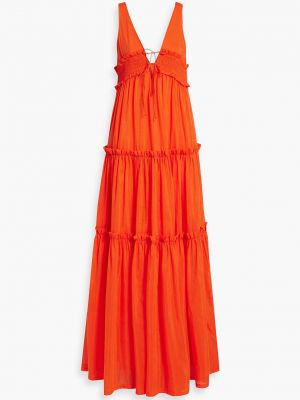 Хлопковое шелковое длинное платье Nicholas оранжевое