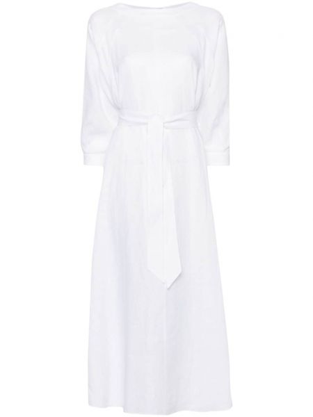Λινή ίσιο φόρεμα Loro Piana λευκό