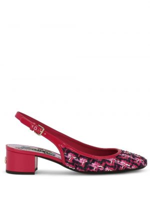 Полуотворени обувки от туид с отворена пета Dolce & Gabbana розово