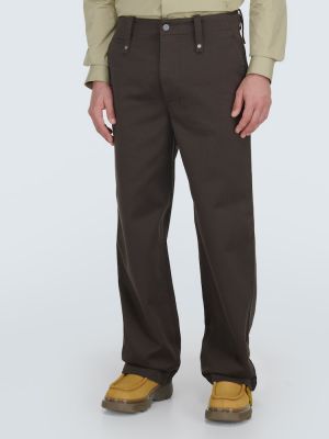 Pantaloni dritti di cotone Burberry marrone